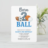 Born To Ball Sports Second Birthday Kaart (Staand voorkant)