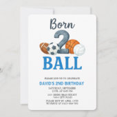 Born To Ball Sports Second Birthday Kaart (Voorkant)