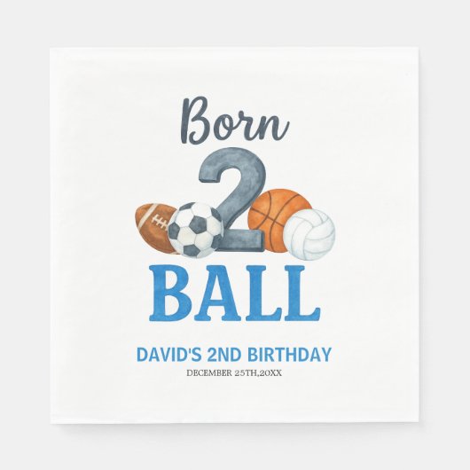 Born To Ball Sports Second Birthday Servet (Voorkant)