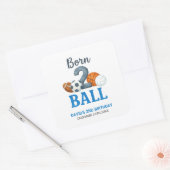 Born To Ball Sports Second Birthday  Vierkante Sticker (Envelop)
