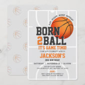 Born to Ball Sports verjaardagsbasketbal uitnodigi Kaart (Voorkant / Achterkant)