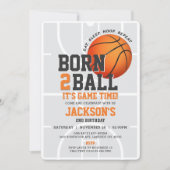 Born to Ball Sports verjaardagsbasketbal uitnodigi Kaart (Voorkant)