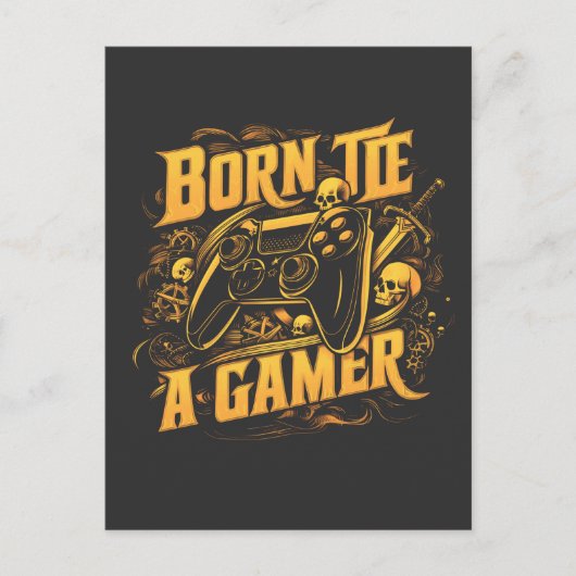 Born To Be A Gamer Skull Controller Art Briefkaart (Voorkant)