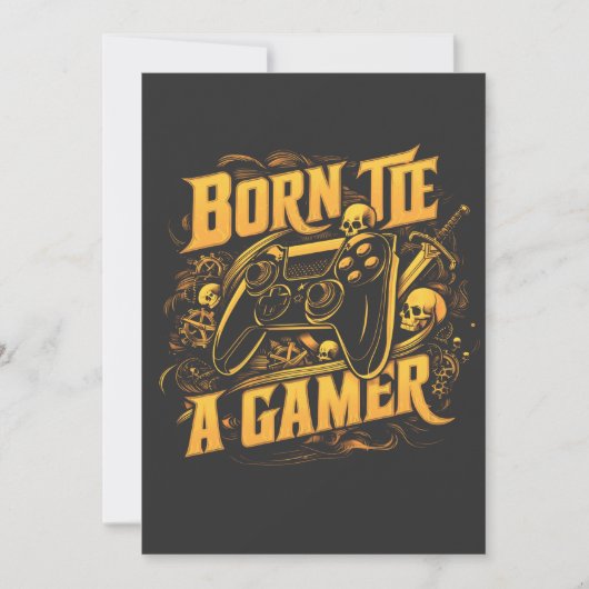 Born To Be A Gamer Skull Controller Art Feestdagenkaart (Voorkant)