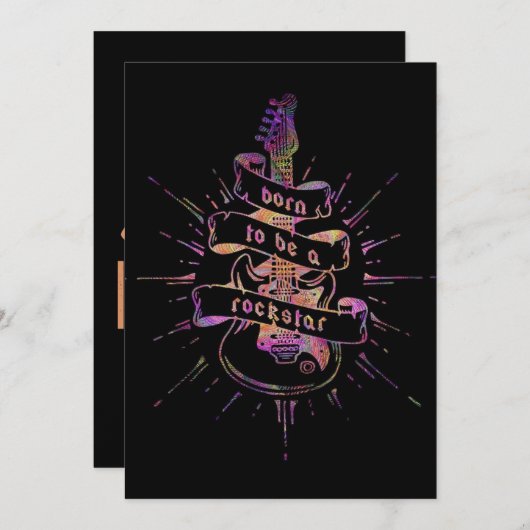 Born to be a Rock Star Feestdagenkaart (Voorkant / Achterkant)