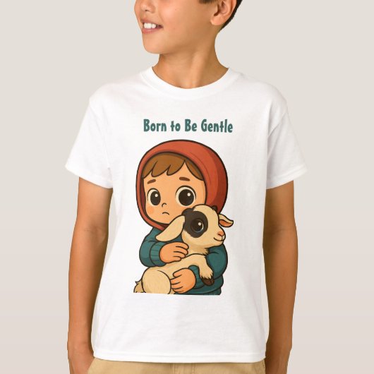 Born to Be Gentle" Schattigee illustratie voor kin T-shirt (Voorkant)