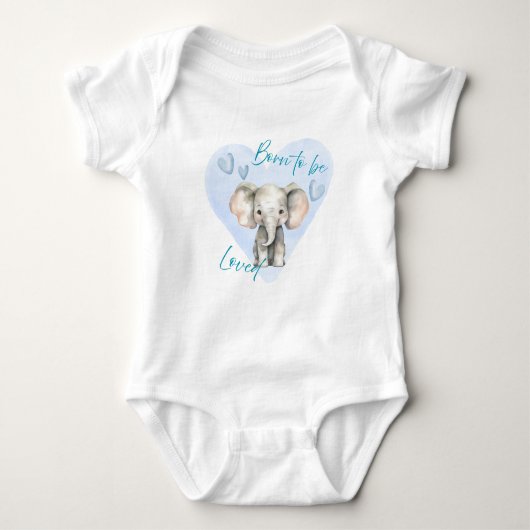 Born to Be Loved – Cute Elephant Baby Bodysuit (Voorkant)