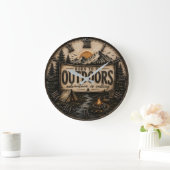 Born to Be Outdoors Rustic Camping Mountain Grote Klok (Huis)