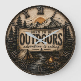 Born to Be Outdoors Rustic  Camping Mountain  Grote Klok