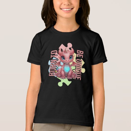 Born to Be Unique –  Cute Dragon - Double  Tri-Blend Shirt (Voorkant)