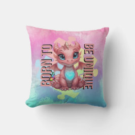 Born to Be Unique Cute Pink Dragon– Inspirational  Kussen