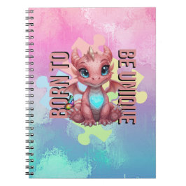 Born to Be Unique Cute Pink Dragon– Inspirational  Notitieboek