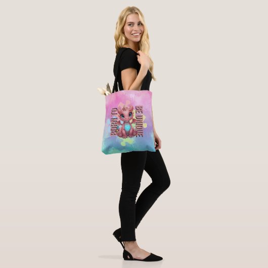 Born to Be Unique Cute Pink Dragon– Inspirational  Tote Bag (Op model)