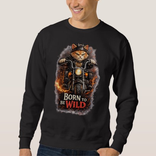 Born to Be Wild – Biker Cat Graphic Sweatshirt (Voorkant)