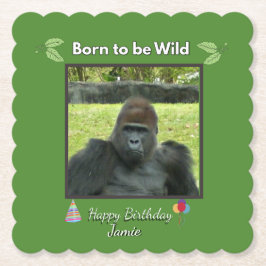 Born to be Wild Gorilla Birthday Kartonnen Onderzetters
