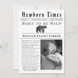 Born to be Wild Newborn Times Birth Announcement Aankondiging