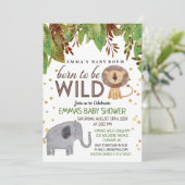 Born to Be Wild Oerwoud Baby shower Invitation Kaart (Staand voorkant)