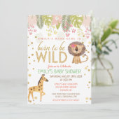 Born to Be Wild Oerwoud Baby shower Invitation Kaart (Staand voorkant)