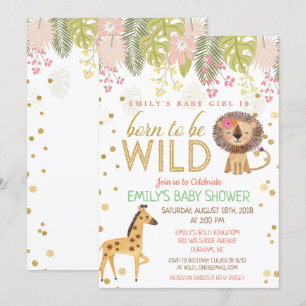 Born to Be Wild Oerwoud Baby shower Invitation Kaart