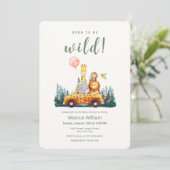 Born To Be Wild Safari Animals Baby Shower  Kaart (Staand voorkant)