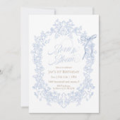 Born to Bloom Blue Floral Birthday Kaart (Voorkant)