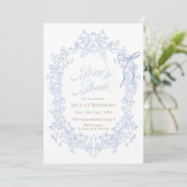 Born to Bloom Blue Floral Birthday Kaart