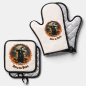 Born to Burn Dark Witch Ovenwant & Pannenlap Set (Voorkant / Achterkant)