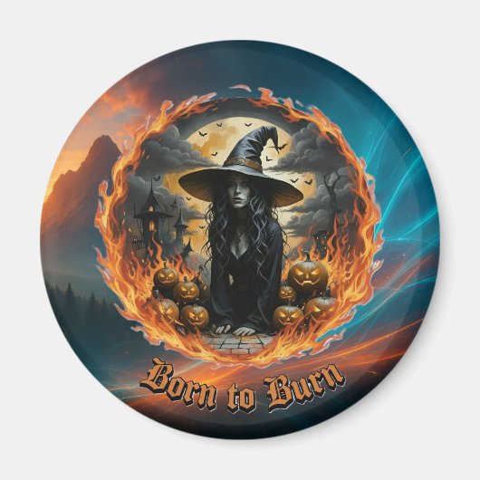 Born to Burn Witch & Jack Gothic Fridge Magnet (Voorkant)