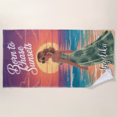 Born to Chase Sunsets Tropical Beach Vibes Strandlaken (Voorkant)