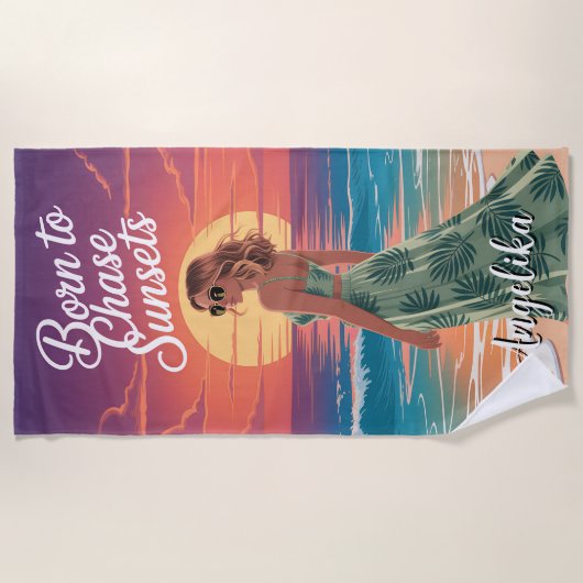 Born to Chase Sunsets Tropical Beach Vibes Strandlaken (Voorkant)