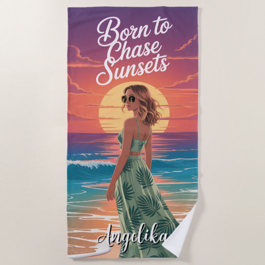 Born to Chase Sunsets Tropical Beach Vibes Strandlaken (Voorkant)