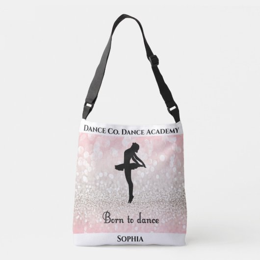"Born To Dance" Tote m/ studioname & haar naam Crossbody Tas (Achterkant)