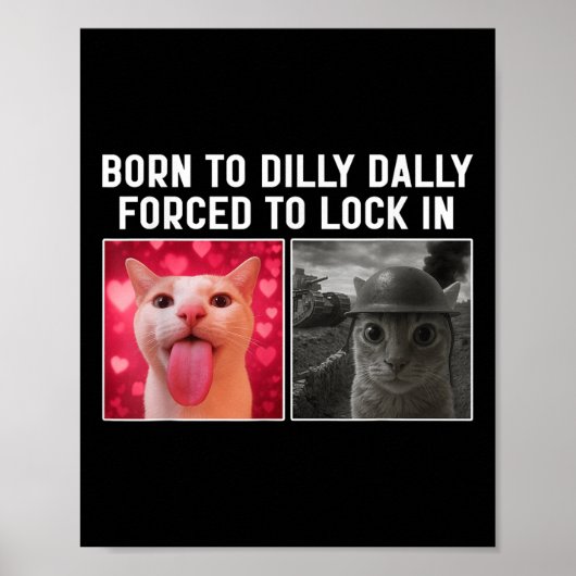 Born To Dilly Dally Forced To Lock In Funny Cat Me Poster (Voorkant)