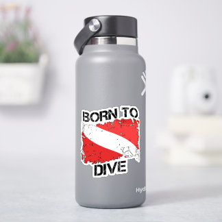 Born to Dive verweerde duikvlag sticker