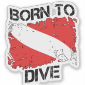 Born to Dive verweerde duikvlag sticker (Voorkant)