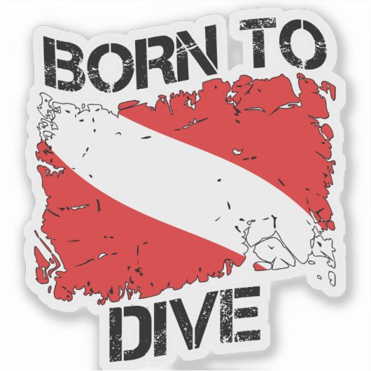 Born to Dive weathered dive flag sticker (Voorkant)