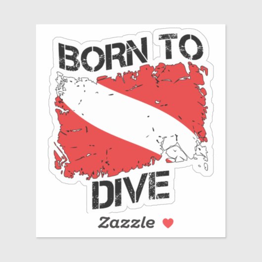 Born to Dive weathered dive flag sticker (Vel)
