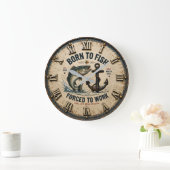 Born to Fish Forced to Work Rustic Fisherman Gift Grote Klok (Huis)