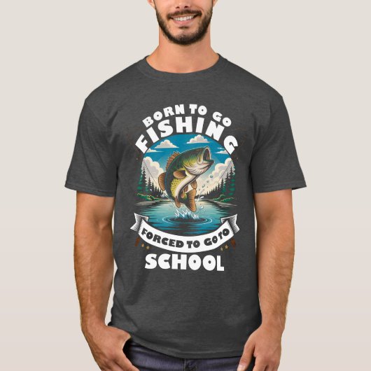 Born to Fish Funny Youth Outdoor T-Shirt (Voorkant)
