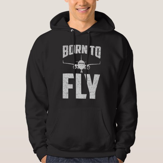 Born to Fly Airplane Aviation Pilot Aeroplane Men  Hoodie (Voorkant)