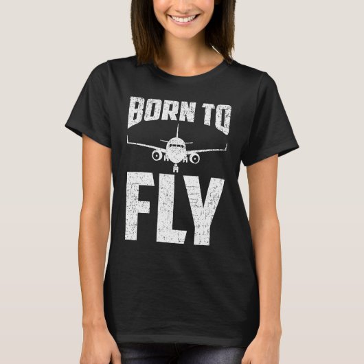 Born to Fly Airplane Aviation Pilot Aeroplane Men  T-shirt (Voorkant)
