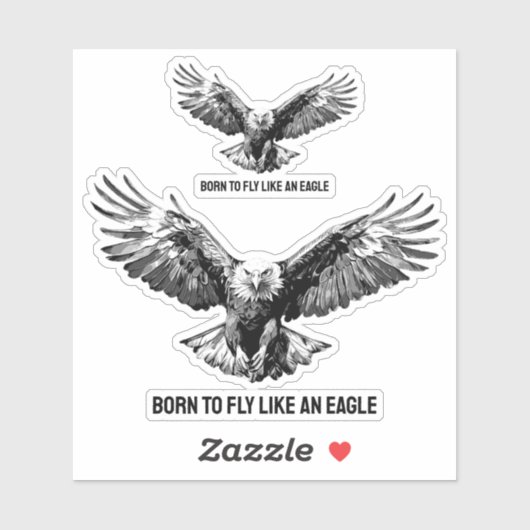 Born to Fly Bald Eagle Custom-Cut Vinyl Sticker (Vel)