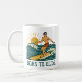 Born To Glide Cali Surfer -Retro Surf Art- Surfing Koffiemok