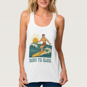 Born To Glide Cali Surfer -Retro Surf Art- Surfing Tanktop (Voorkant)
