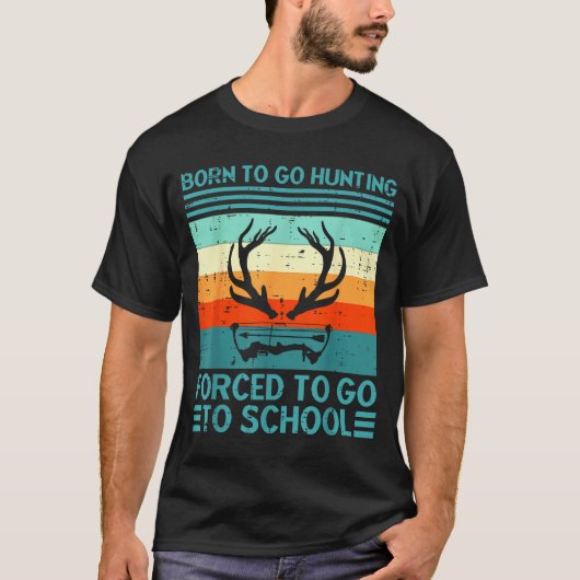 Born To Go Hunting Forced School Retro Hunter Men  T-shirt (Voorkant)