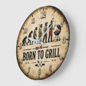 Born to Grill Funny BBQ Evolution Grote Klok (Hoek)