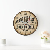 Born to Grill Funny BBQ Evolution Grote Klok (Huis)
