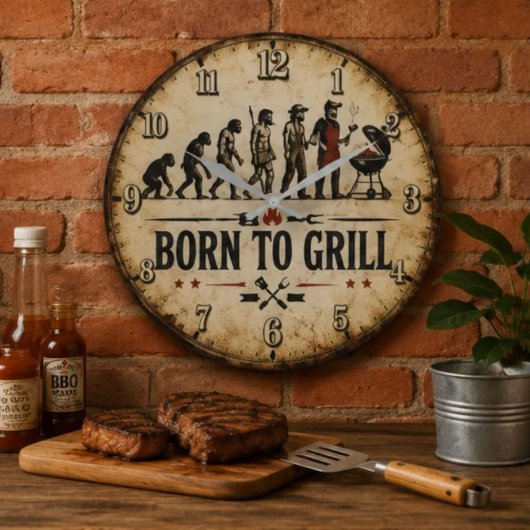 Born to Grill Funny BBQ Evolution Grote Klok