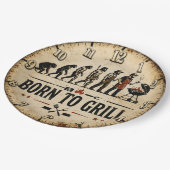 Born to Grill Funny BBQ Evolution Papieren Bordje (Gekanteld)