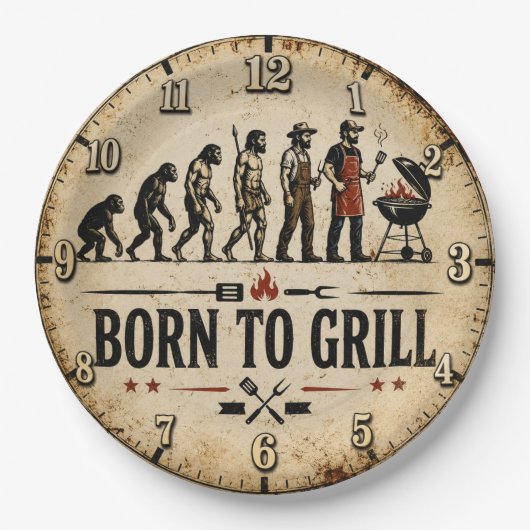 Born to Grill Funny BBQ Evolution Papieren Bordje (Voorkant)